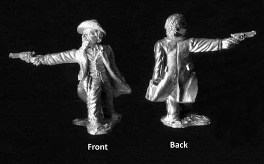 Dixons 25mm/28mm Old West WG63 Gunfighter in Long Coat Firing (x1 fig)