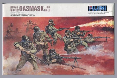 Fujimi 1/76 scale Plastic Figures WA28/76028 WWII German Infantry with Gasmasks (x 10 figs)