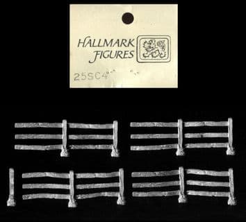 Hallmark 25mm Scenics 25SC04 Wooden Post and Rail Fence (x 4 sections)