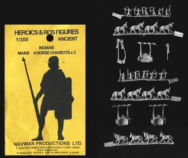 Heroics & Ros 1/300 (6mm) Ancients Indian MAIN5 4-Horse Chariots (Navwar)