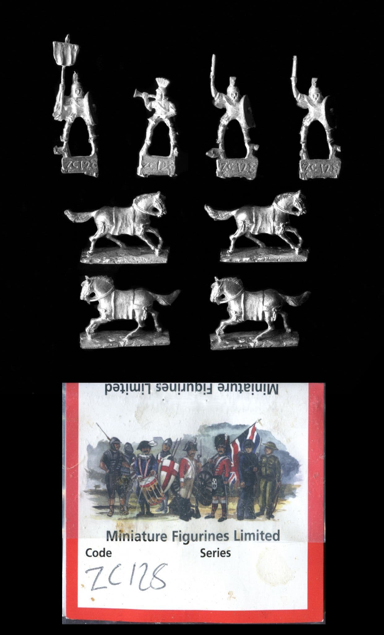 Minifigs 15mm Ancients ZC128 Mounted Roman Command A x 4