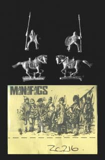 Minifigs 15mm Dark Ages ZC216 Carolingian Cavalry 10th Century on Old Style Horses (x 4)