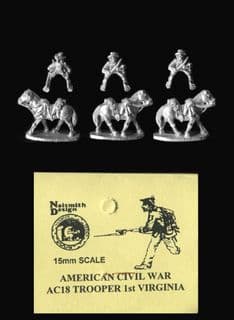 Naismith Design 15mm ACW AC19 Trooper, Rush’s Lancers (3 mtd figs)