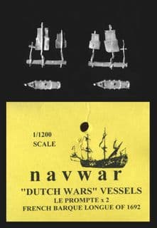 Navwar 1/1200 17th/18th Century DUF06 French Ship “Le Prompte” Barque-Longue of 1750 (x 2)