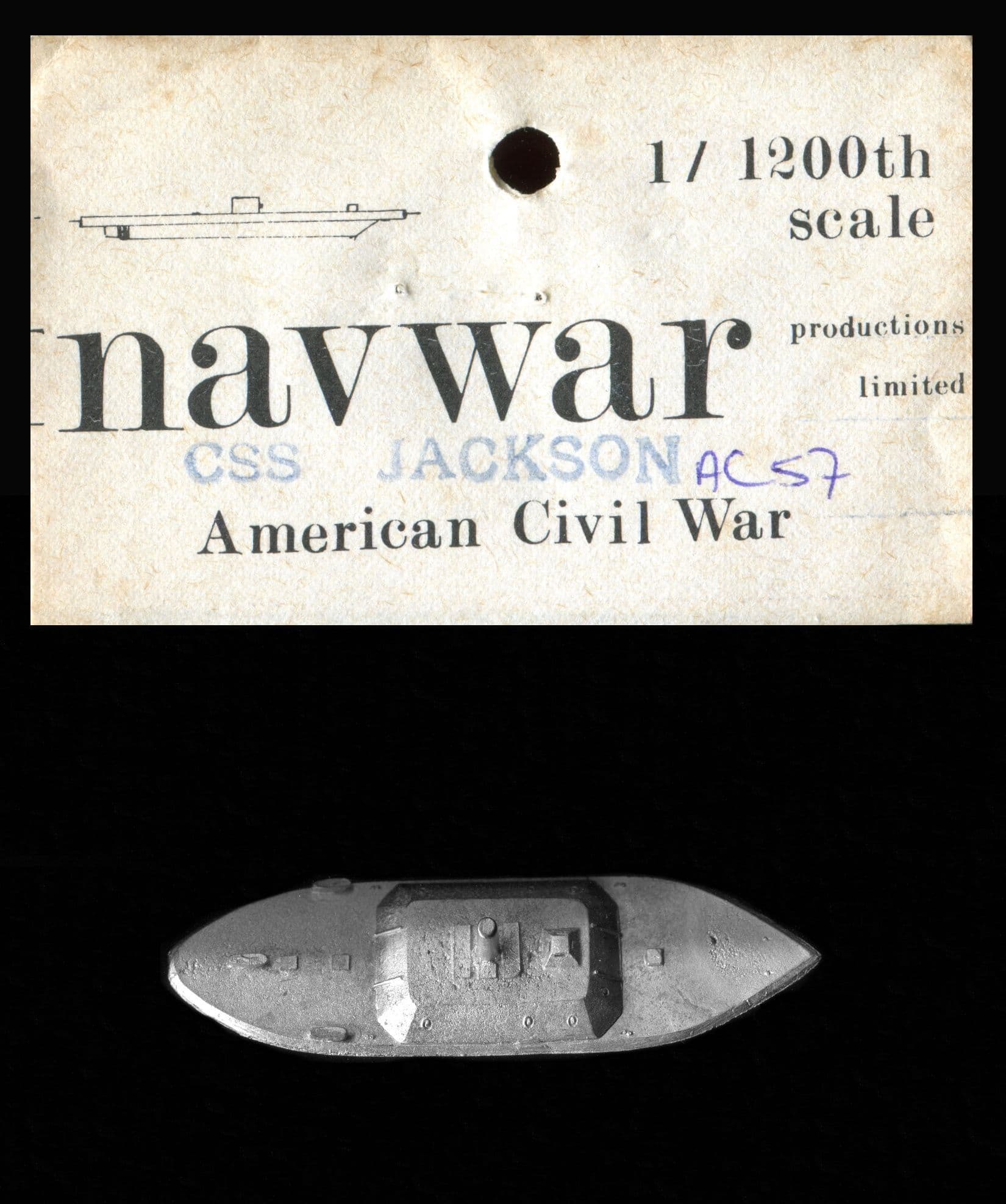 Css War Navwar 1/1200 ACW Naval AC57 CSS Jackson Ironclad Ram x 1