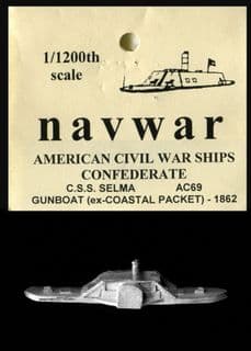 Navwar 1/1200 ACW Naval AC69 CSS Selma – Gunboat (ex Coastal Packet) (x 1)