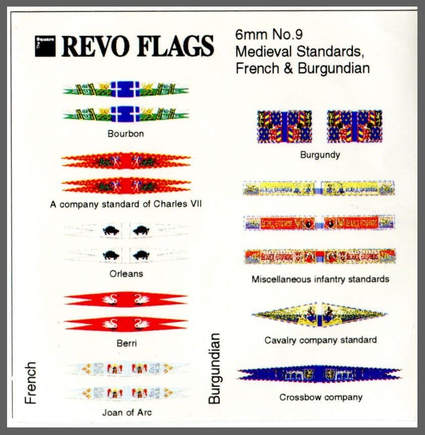 Revo Flags 5mm/6mm 1/300 scale Micro 9 Medieval Standards French ...