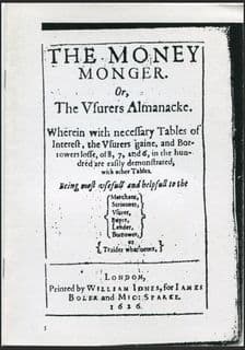 The Money Monger or the Usurer’s Almanack – Facsimile of a book published 1626