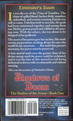TSR Forgotten Realms Novel: Shadows of Doom, Book 1 of Shadow of the Avatar Trilogy