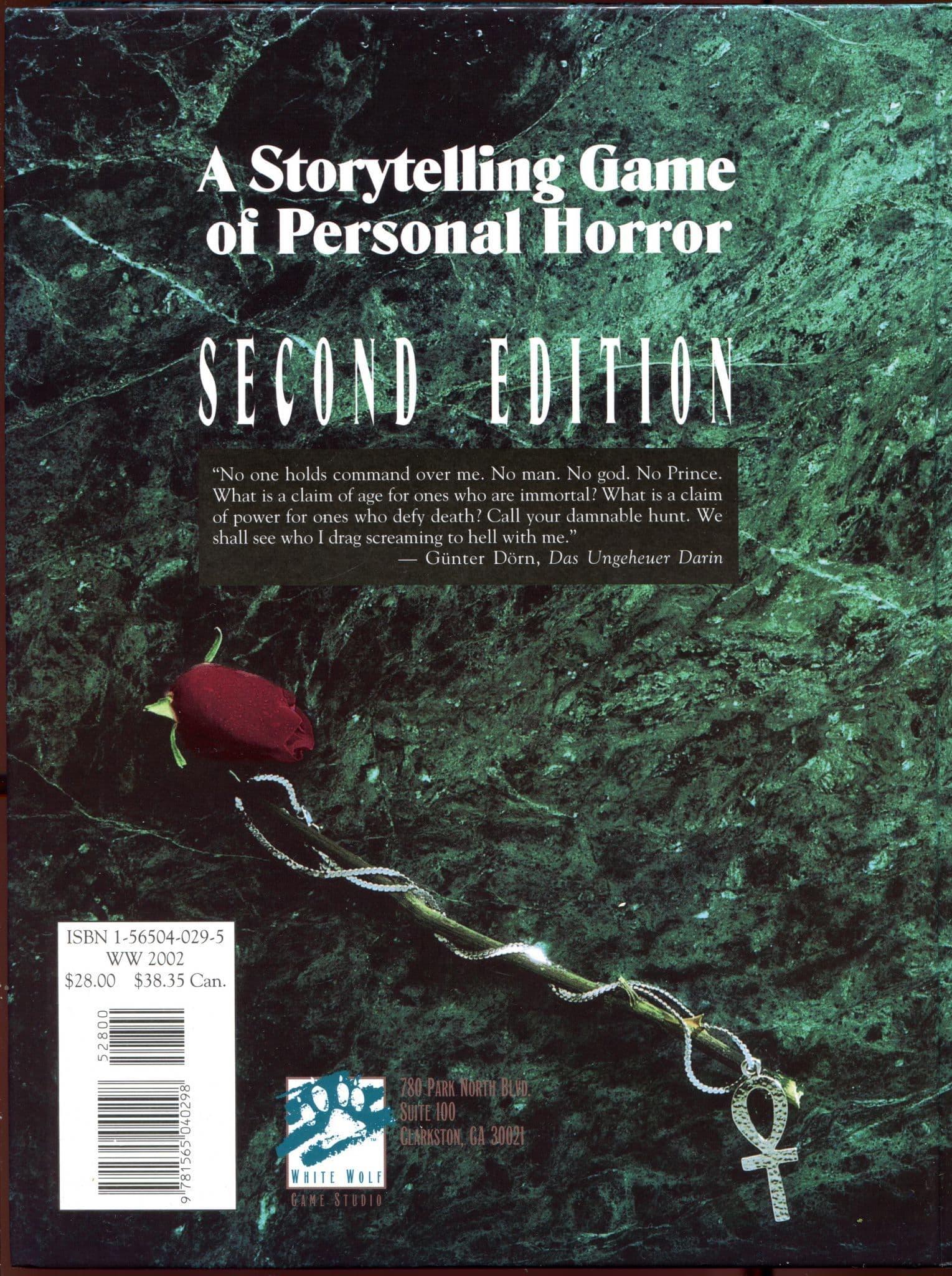 White Wolf Vampire The Masquerade Role Playing Game 2nd Ed