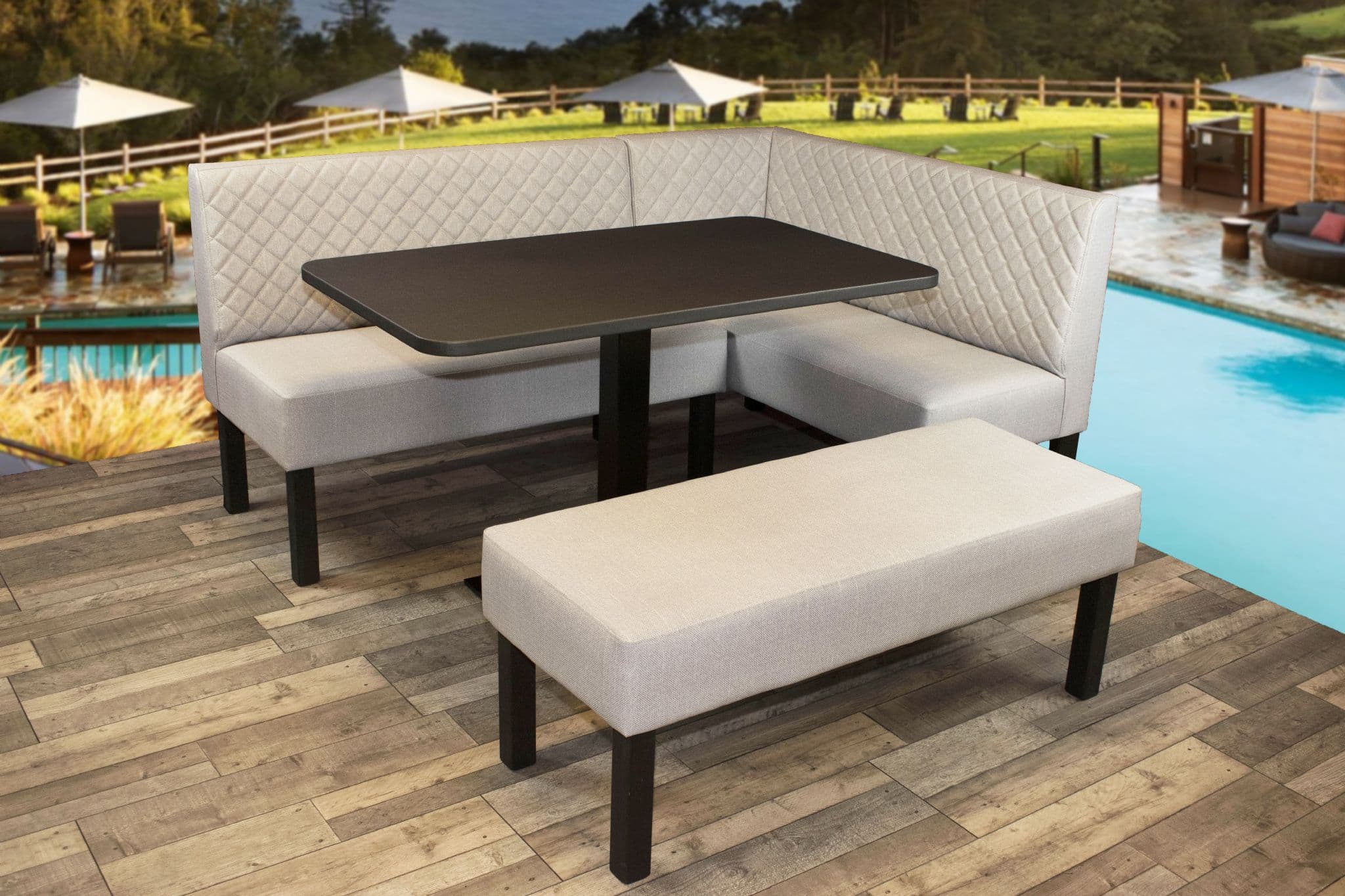 Lifetime Outdoor Quilted Back Groups Extra Large Corner Dining Booth