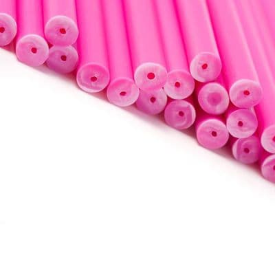6 inch PINK Plastic Cake Pop sticks (Lollipop) Pack of 100 (Approx)