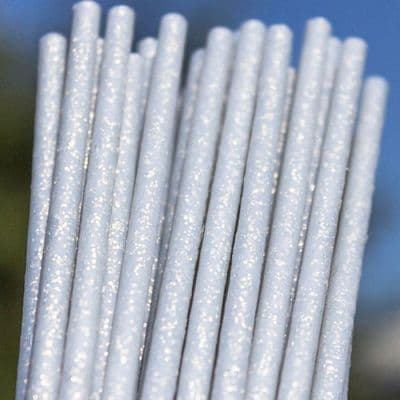 6 inch SILVER FAIRY DUST Plastic Cake Pop Sticks (Lollipop) Pack of 50 (Approx)