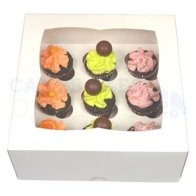 9 Hole MINI White Cupcake / Muffin Window Box