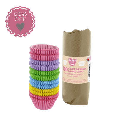 Baked With Love Pastel Rainbow Baking Cases - 300 Pack