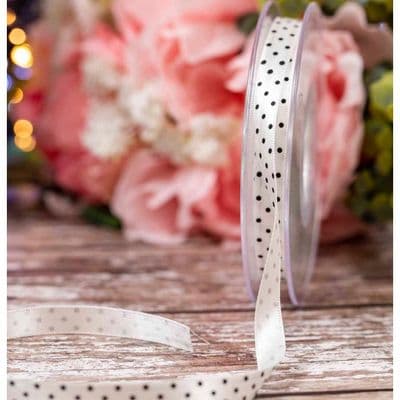 Berisfords Polka Dot Ribbon 15mm - White