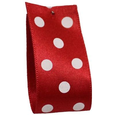 Berisfords Polka Dot Ribbon 25mm - Red