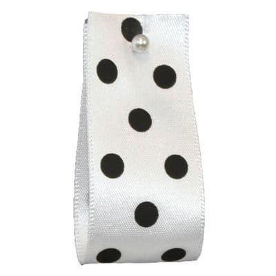 Berisfords Polka Dot Ribbon 25mm - White