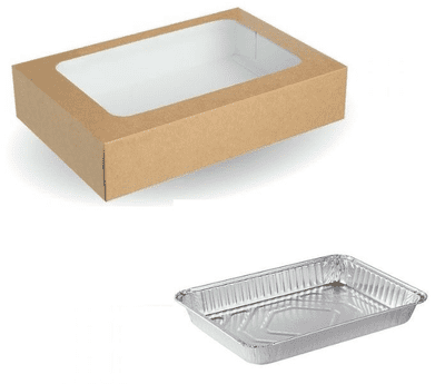 BULK 10 x Kraft Brown Mini Box / Doughnut Box and 10 x Half Size TrayBake Foil