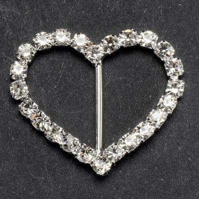 Diamante Heart Ribbon Buckle Large - Pack of 2
