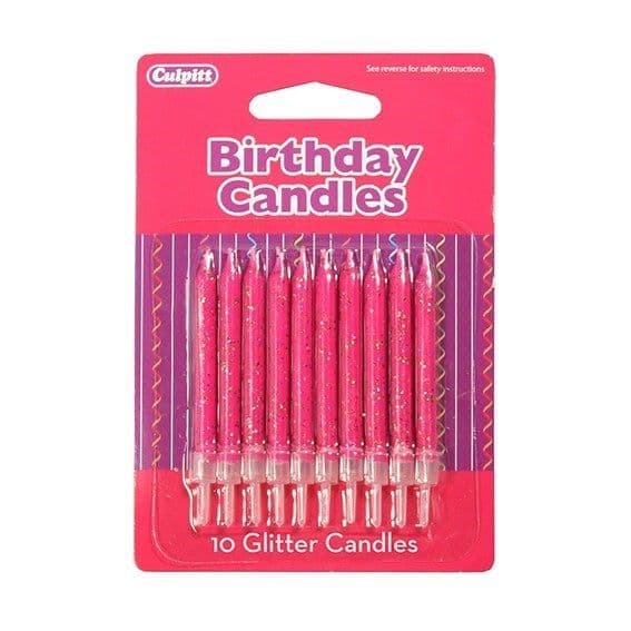 Fuschia Pink Glitter Candles