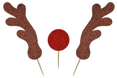 Kelsi Marsh - Antlers & Red Nose Glitter Cake Topper