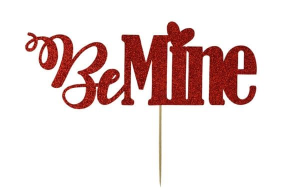 Kelsi Marsh - Be Mine Pink Glitter Cake Topper