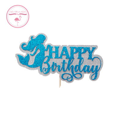Kelsi Marsh - Happy Birthday Mermaid Glitter Cake Topper