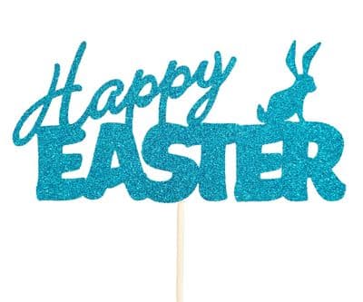 Kelsi Marsh - Happy Easter Turquoise Glitter Cake Topper