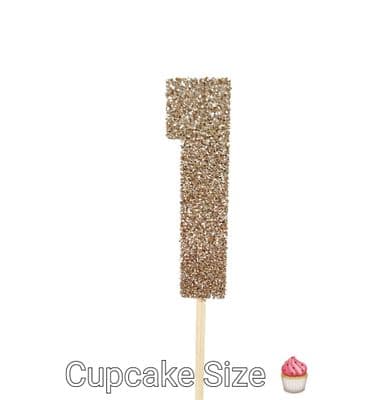 Kelsi Marsh - Number 1 Glitter Cupcake Topper  Light Gold Pack of 12