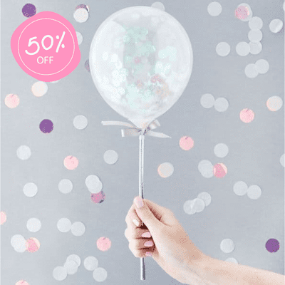 Mini Iridescent Confetti Balloons Toppers on Sticks - 5 inch