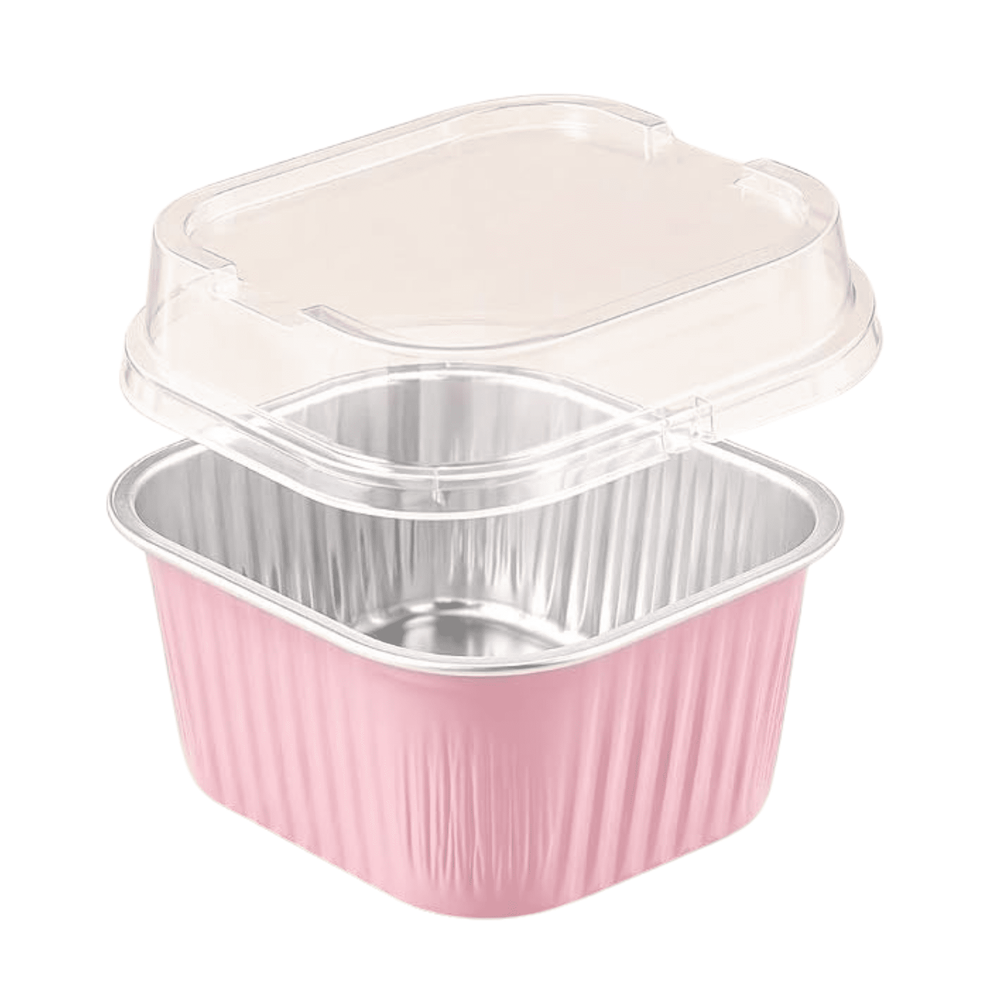 Mini Square Aluminium Foil Dessert Cups with Lid & Spoon 150ml Pack of 5