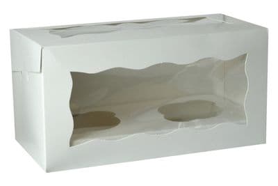 PACK of 25 x 2 Hole White Cupcake / Muffin / Cookie Box 4 inch Deep
