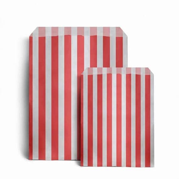 Party Bags Paper Red Stripe x approx 50