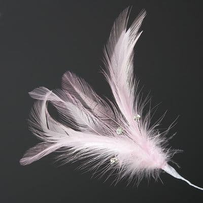 Pink Feather Spray with Diamantes
