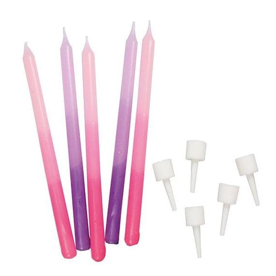 Pink / Purple Ombre Candles - Pack of 12 - 100 mm