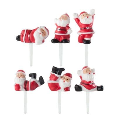 Plastic Assorted Santa's on Sticks - 30mm
