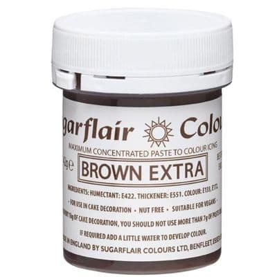 Sugarflair Gel Food Coloring Paste 42g Pot - Brown extra