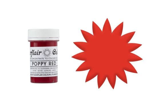Sugarflair Gel Food Colouring Paste 25g - Poppy Red (Tartranil)