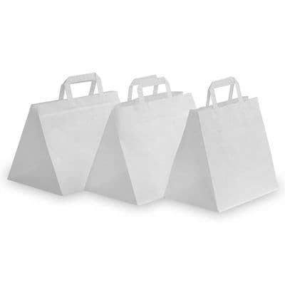 White Paper Carrier Bags (Will Hold a 1 Hole Cupcake / Muffin Box)