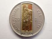 Andorra, Silver (.925) & 1.6g Gold (.917) Inlay, 20 Diners 1995 (Customs Union), UNC, CS15078