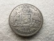 Australia, Silver (.500), Florin 1951, AF, CS11581