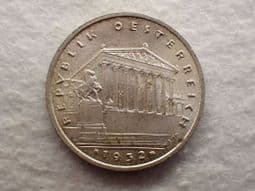 Austria, Silver (.640), One Schilling 1932 (Scarce Year), EF, CS12396