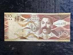 Barbados, 10 Dollars 2013, AUNC, BKN1738