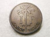 Belgian Congo, One Franc 1924 (French), AF, CS8820