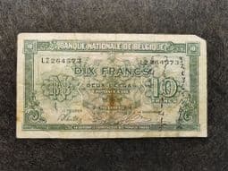 Belgium, 10 Francs 1943, VG, BKN1097