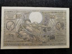 Belgium, 100 Francs/20 Belgas 1943 (Dutch), VG, BKN1049