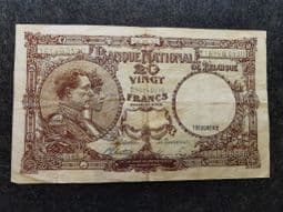 Belgium, 20 Francs 1945, VG, BKN1064