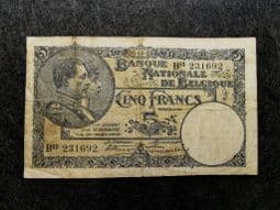 Belgium, 5 Francs 1925, VG, BKN1072
