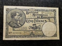 Belgium, 5 Francs 1926, VG, BKN1073